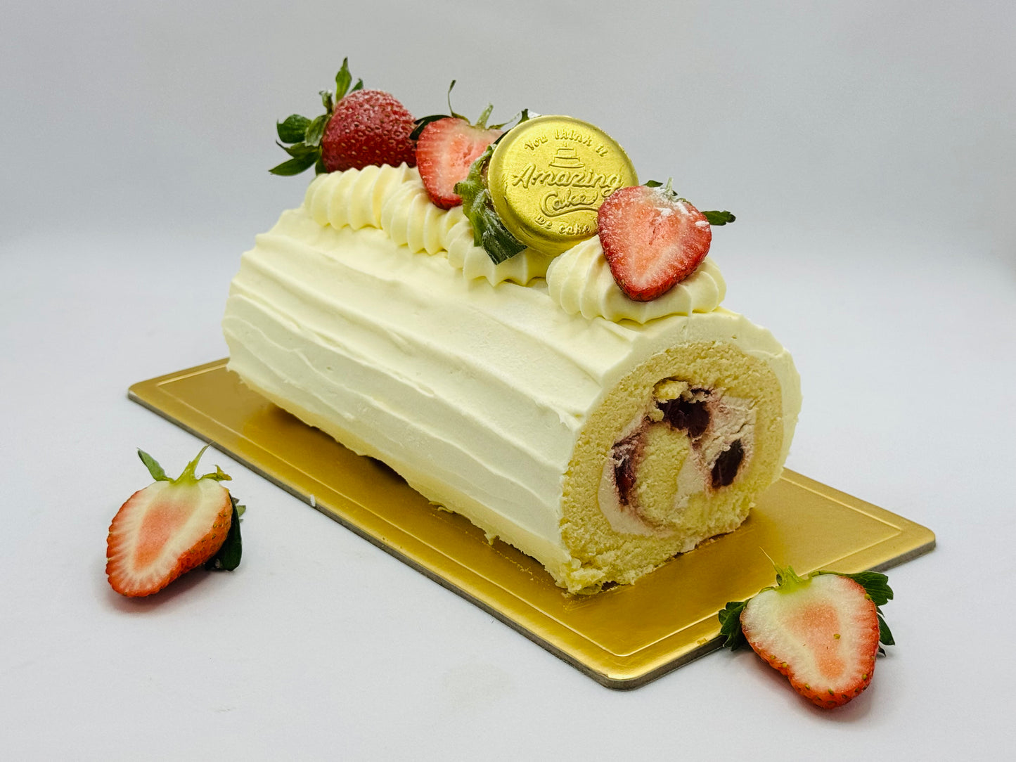 Vanilla Strawberry Swiss Roll.