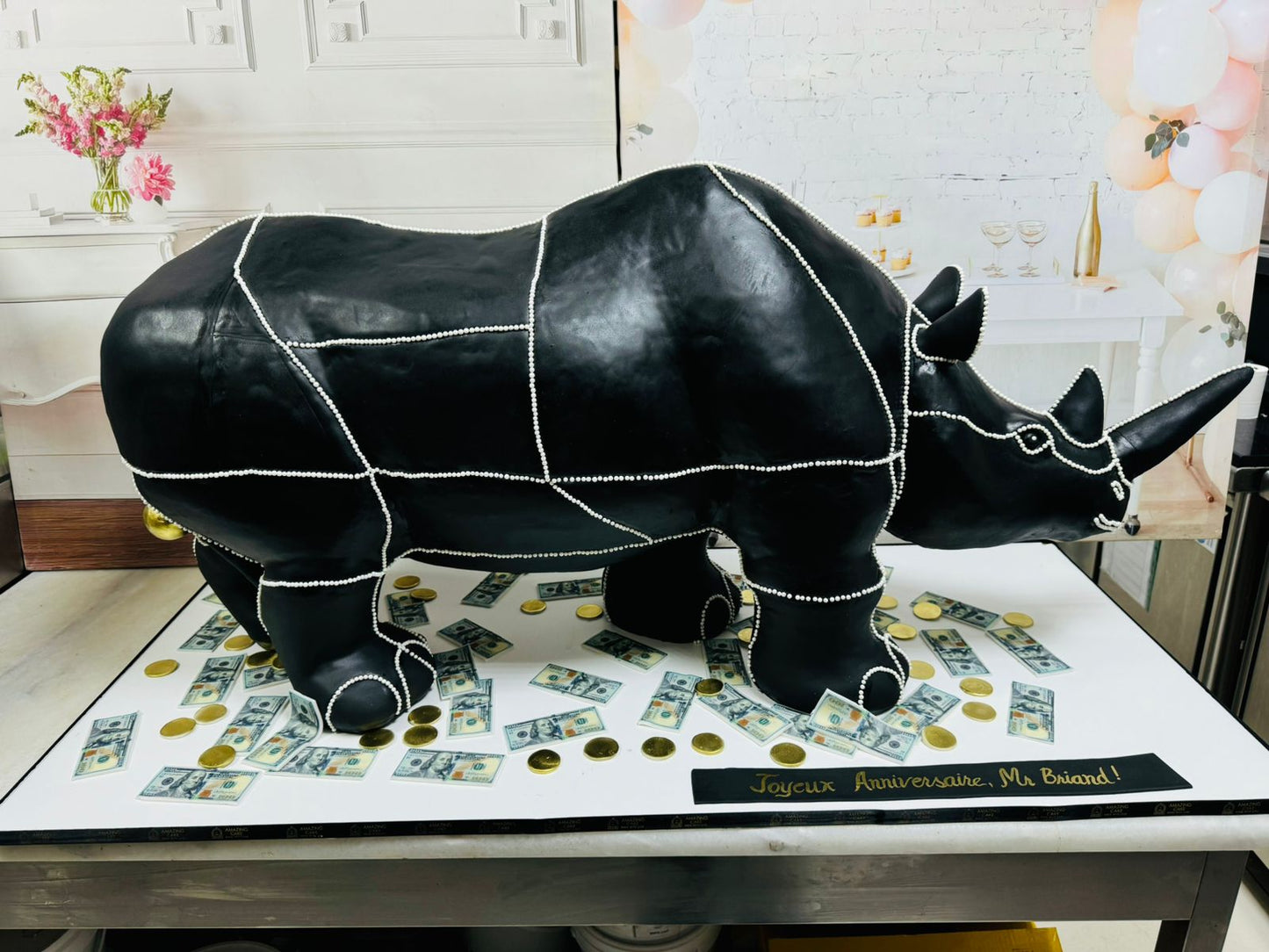 Golden Rhino Birthday Cake