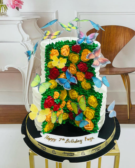 Butterfly garden cake