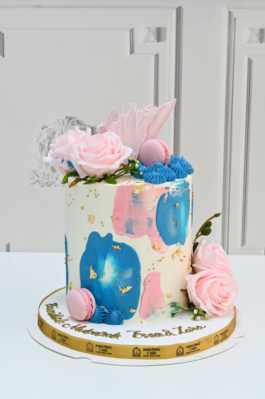 Pink and blue cake