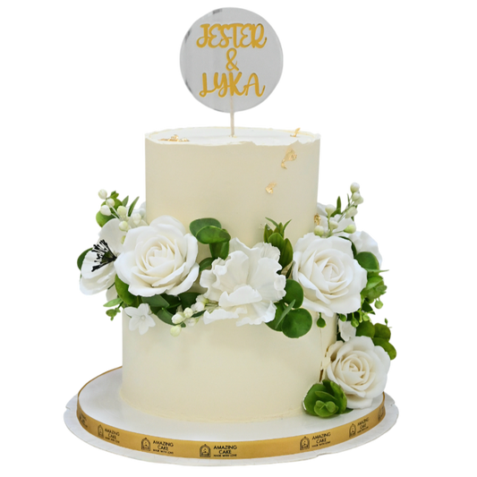 White Rose Wedding Cake