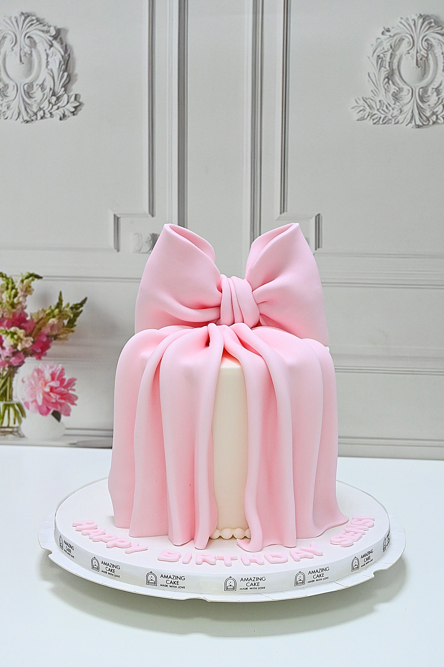 Pink ribbon cake