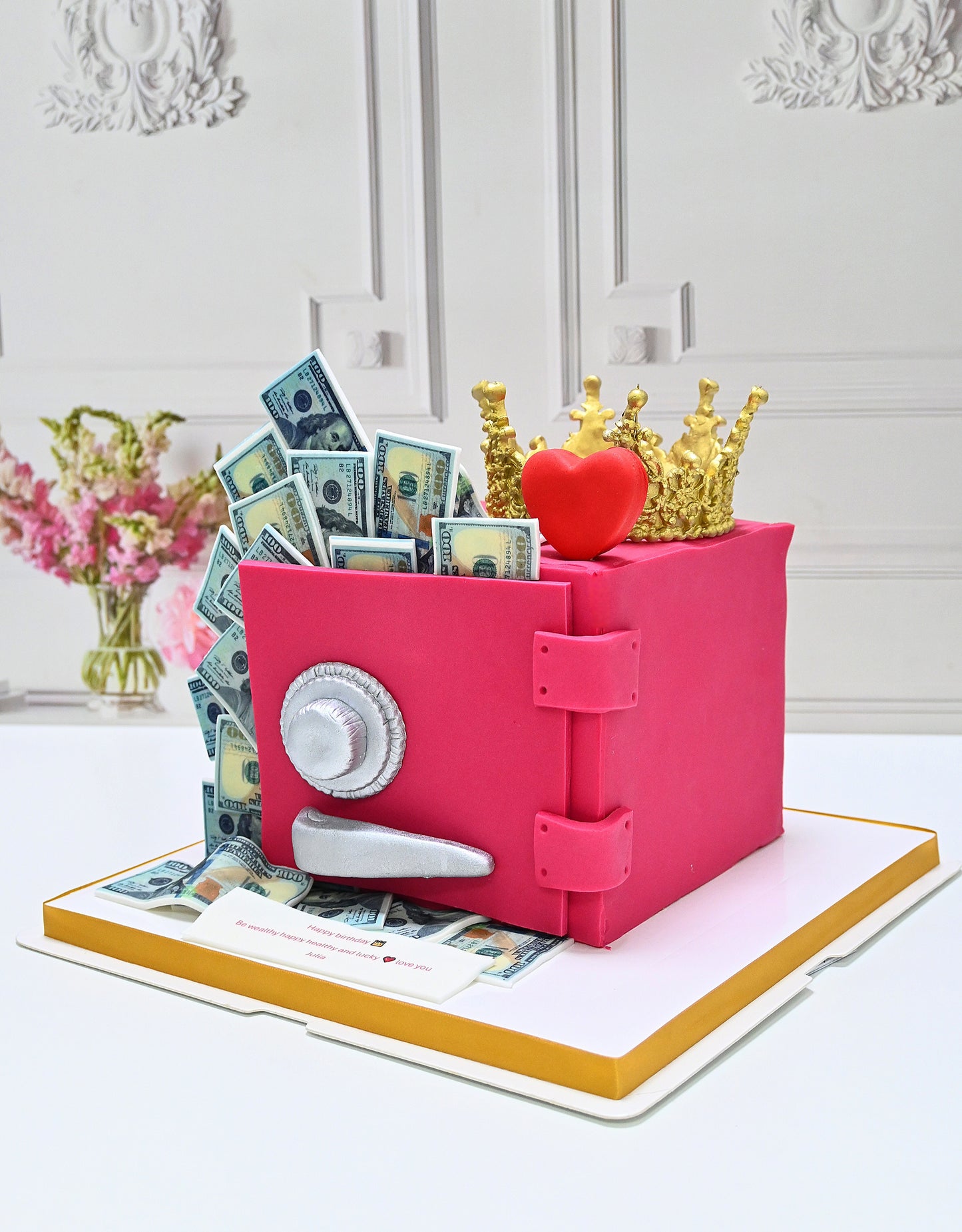 Pink safe box cake