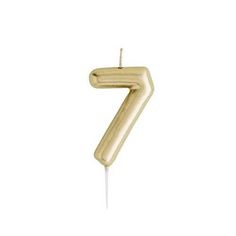 Number 7 Candle Gold Color