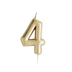 Number 4 Candle Gold Color