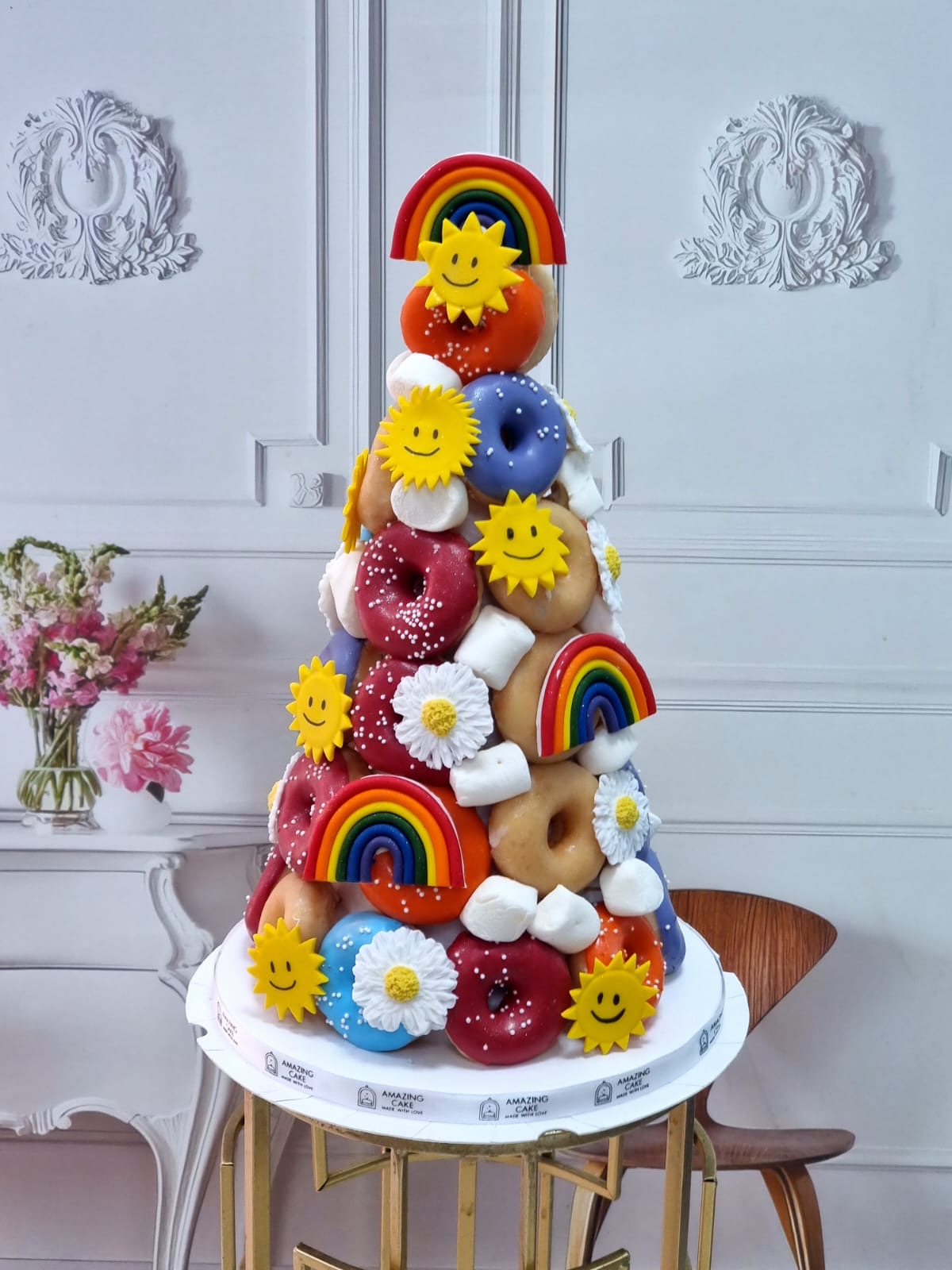 Donut tower rainbow theme