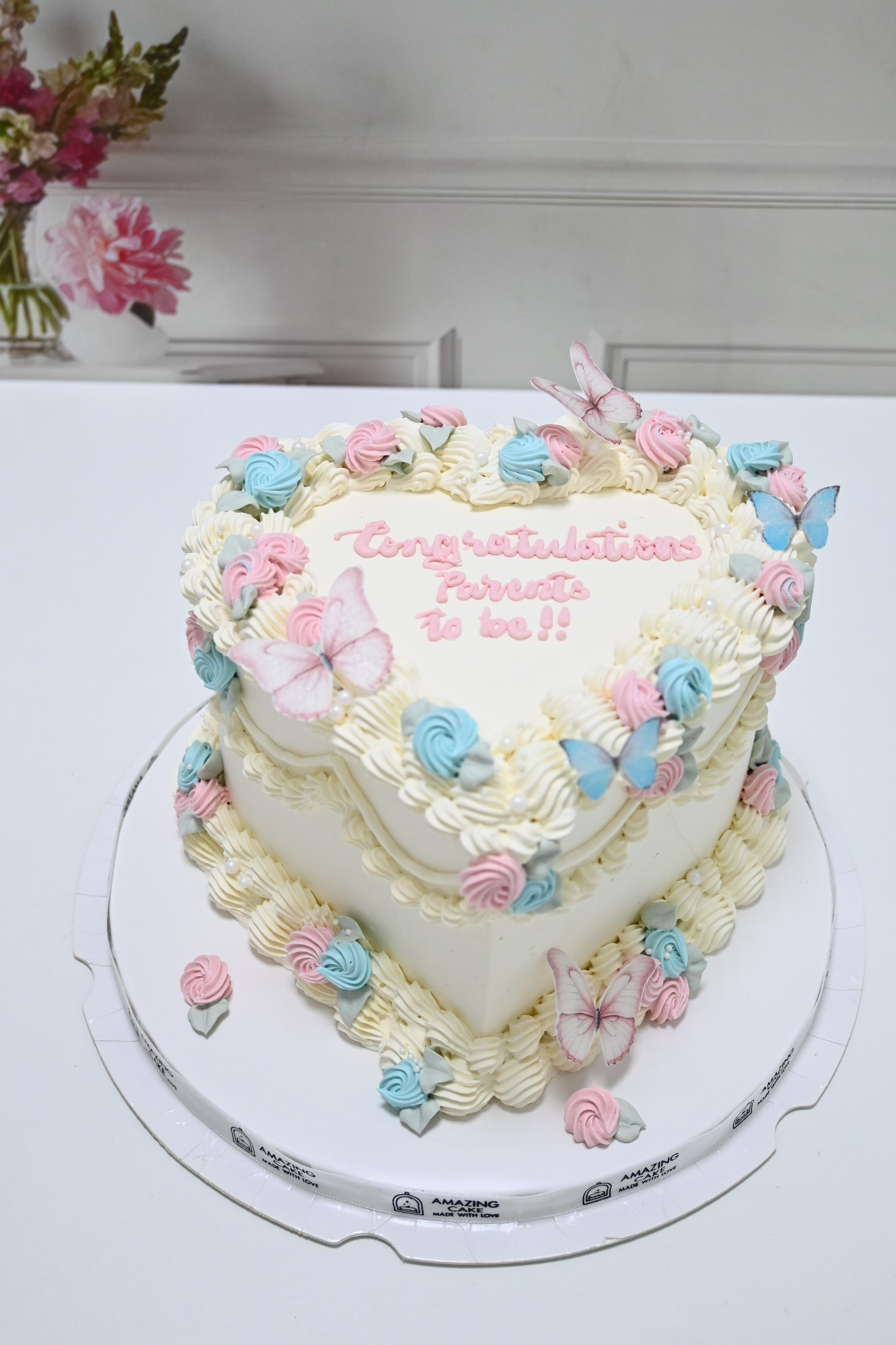 Heart shaped Gender Reveal Cake 8