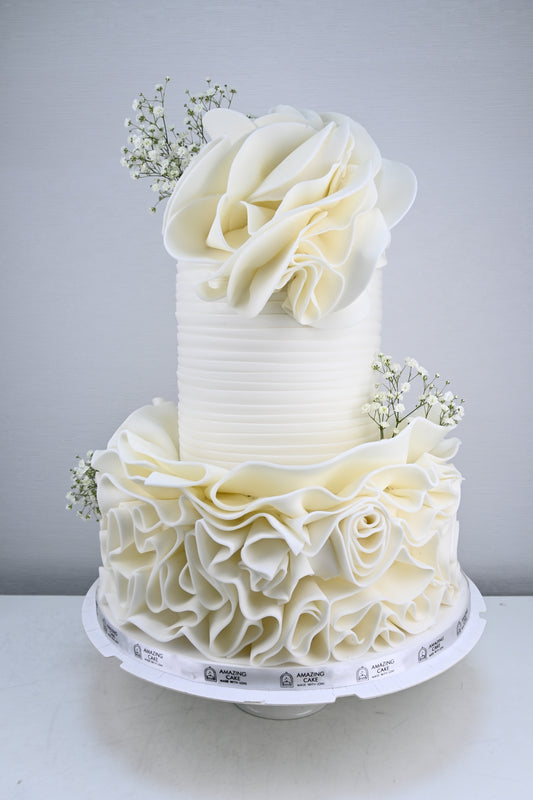 White Floral Wedding Cake