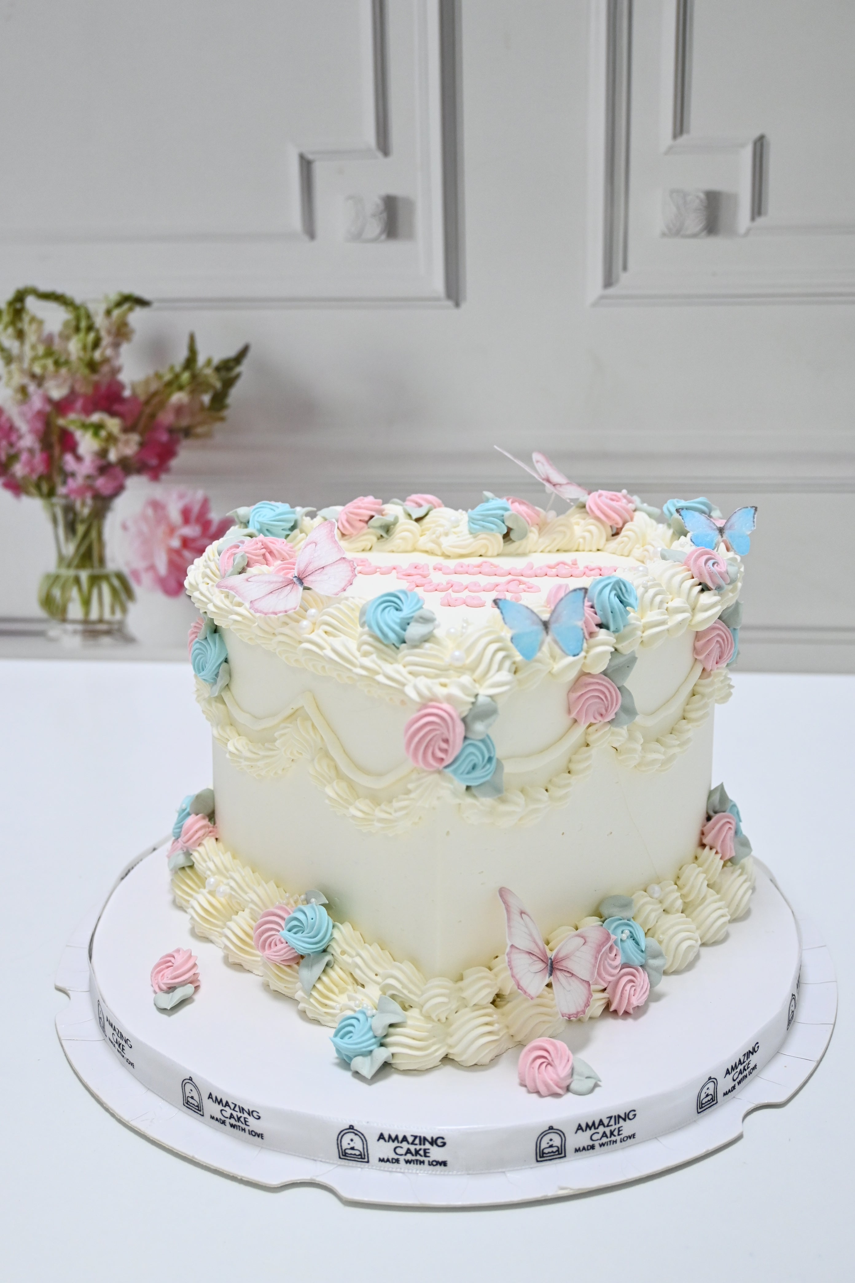 Heart shaped Gender Reveal Cake 8