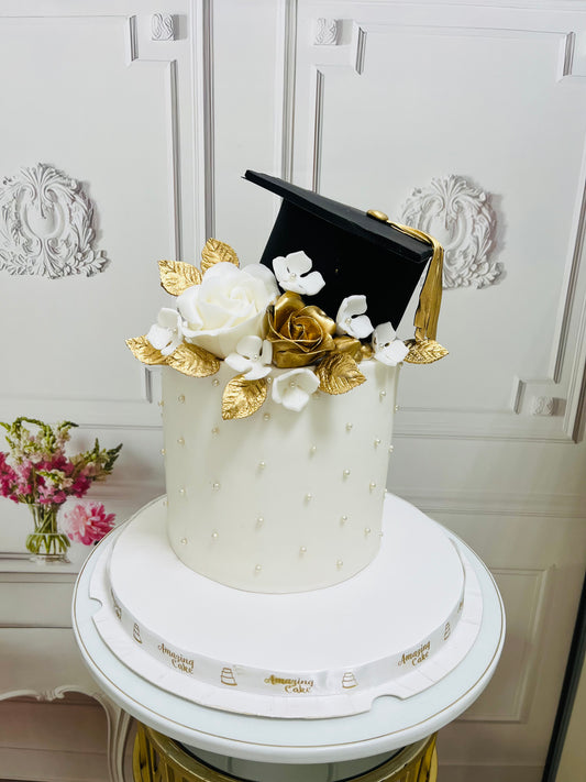 Golden Graduation Cake