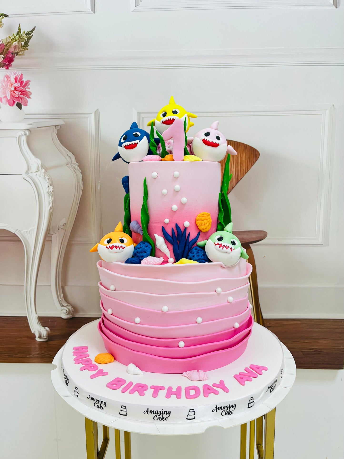 Baby shark girl cake 3