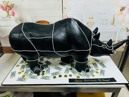 Golden Rhino Birthday Cake